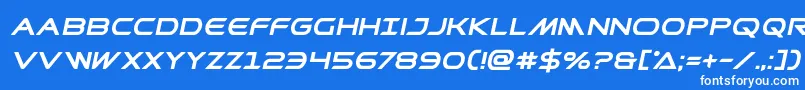 フォントPrometheanboldital – 青い背景に白い文字