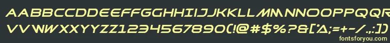 フォントPrometheanboldital – 黒い背景に黄色の文字