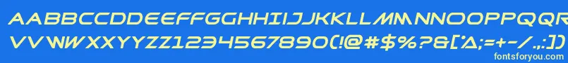 フォントPrometheanboldital – 黄色の文字、青い背景