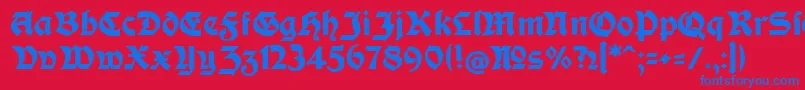 ModerneFetteSchwabachercフォントについての詳細 フォントModerneFetteSchwabacherc – 赤い背景に青い文字