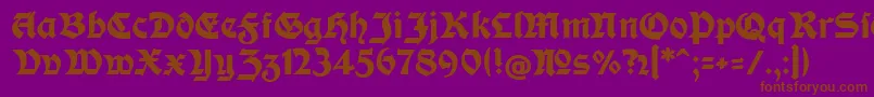 ModerneFetteSchwabachercフォントについての詳細 フォントModerneFetteSchwabacherc – 紫色の背景に茶色のフォント