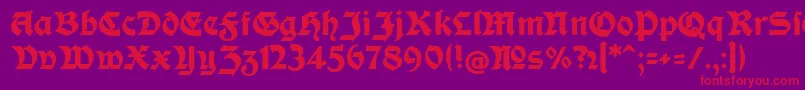 フォントModerneFetteSchwabacherc – 紫の背景に赤い文字