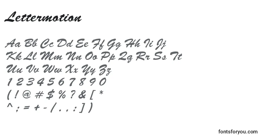 Czcionka Lettermotion – alfabet, cyfry, specjalne znaki