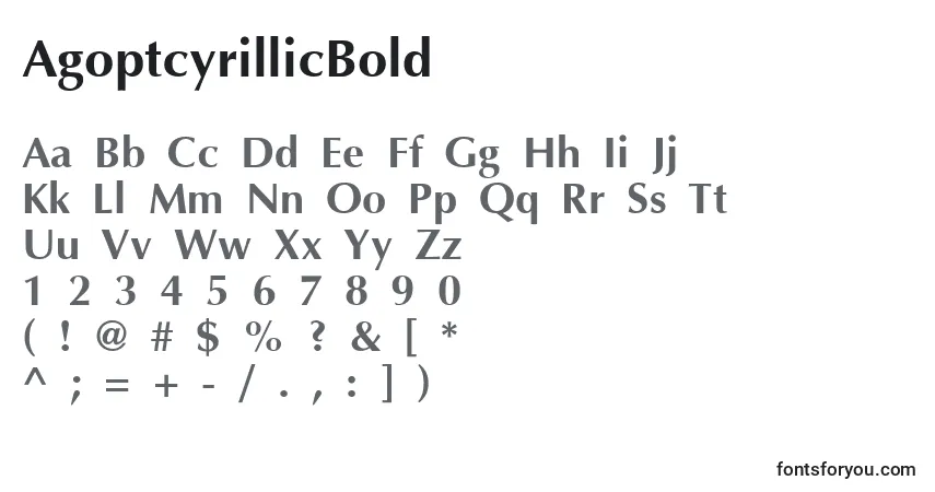 Schriftart AgoptcyrillicBold – Alphabet, Zahlen, spezielle Symbole