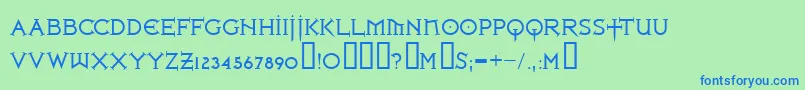 Ironlrg ffy Font – Blue Fonts on Green Background