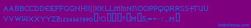 Ironlrg ffy Font – Blue Fonts on Purple Background