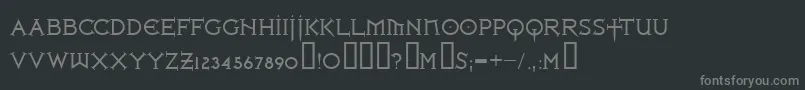 フォントIronlrg ffy – 黒い背景に灰色の文字