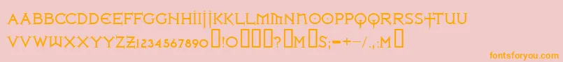 Ironlrg ffy-Schriftart – Orangefarbene Schriften auf rosa Hintergrund