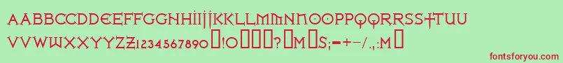 Ironlrg ffy Font – Red Fonts on Green Background