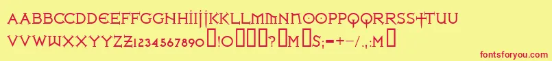Ironlrg ffy-Schriftart – Rote Schriften auf gelbem Hintergrund