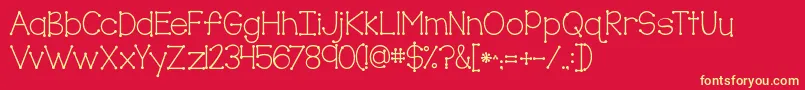 Kgtruecolors Font – Yellow Fonts on Red Background