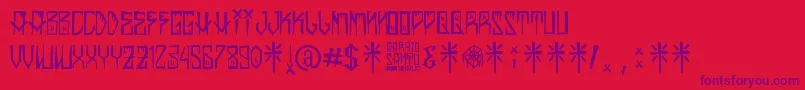 BarrioSanto Font – Purple Fonts on Red Background