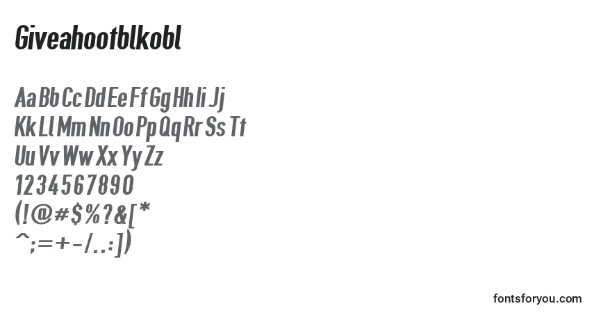Czcionka Giveahootblkobl – alfabet, cyfry, specjalne znaki