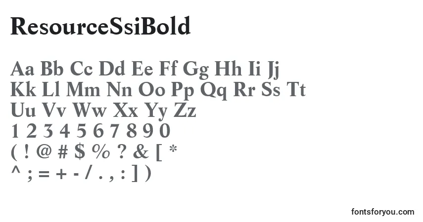 A fonte ResourceSsiBold – alfabeto, números, caracteres especiais