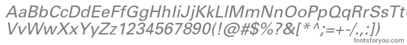 PartnerItalic-fontti – harmaat kirjasimet valkoisella taustalla