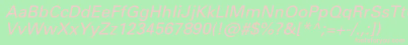 PartnerItalic-fontti – vaaleanpunaiset fontit vihreällä taustalla