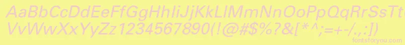 PartnerItalic-fontti – vaaleanpunaiset fontit keltaisella taustalla