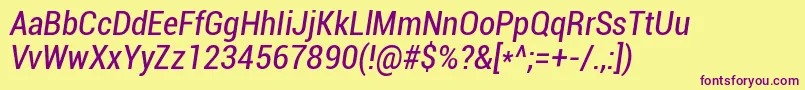 Шрифт RobotoCondensedItalic – фиолетовые шрифты на жёлтом фоне