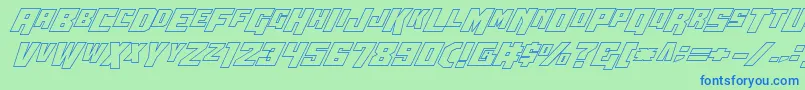 Wbv5out-fontti – siniset fontit vihreällä taustalla