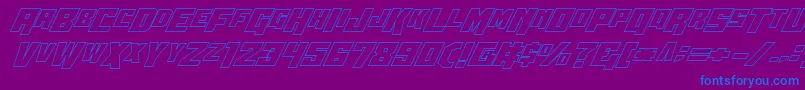 Wbv5out-fontti – siniset fontit violetilla taustalla