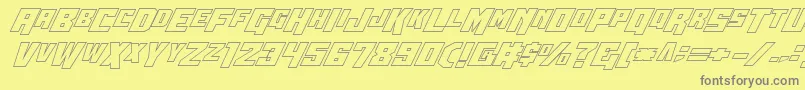 Wbv5out-fontti – harmaat kirjasimet keltaisella taustalla