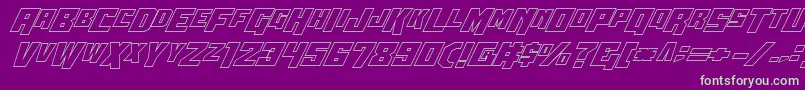 Wbv5out-fontti – vihreät fontit violetilla taustalla