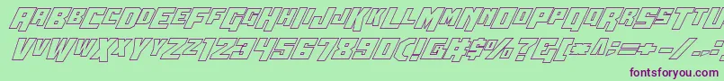 Wbv5out-fontti – violetit fontit vihreällä taustalla