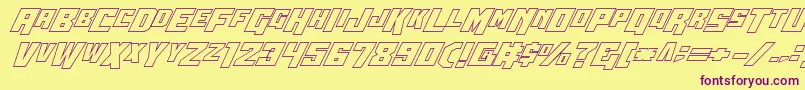Wbv5out-fontti – violetit fontit keltaisella taustalla