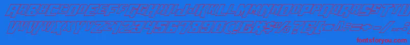 Wbv5out-Schriftart – Rote Schriften auf blauem Hintergrund