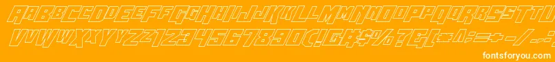 Wbv5out-Schriftart – Weiße Schriften auf orangefarbenem Hintergrund