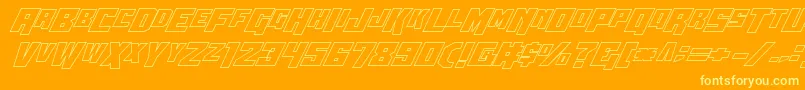 Wbv5out-fontti – keltaiset fontit oranssilla taustalla