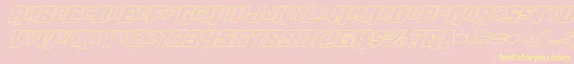 Wbv5out-Schriftart – Gelbe Schriften auf rosa Hintergrund