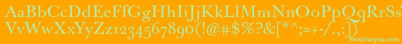 Jbaskerville Font – Green Fonts on Orange Background