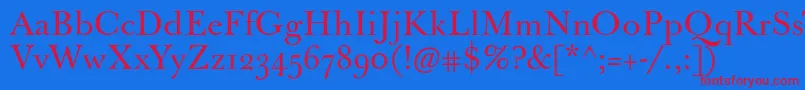 Jbaskerville Font – Red Fonts on Blue Background