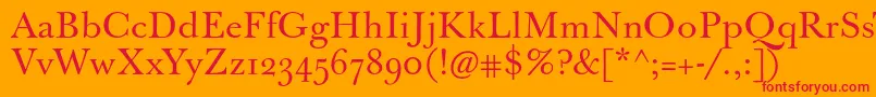 Jbaskerville Font – Red Fonts on Orange Background