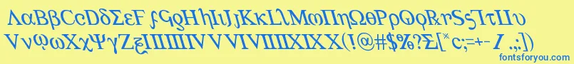 Achilles3left Font – Blue Fonts on Yellow Background