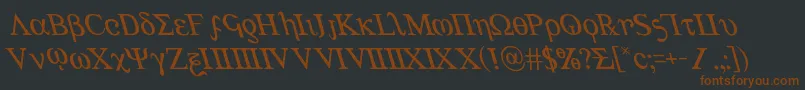 Więcej informacji o czcionce Achilles3left Czcionka Achilles3left – brązowe czcionki na czarnym tle