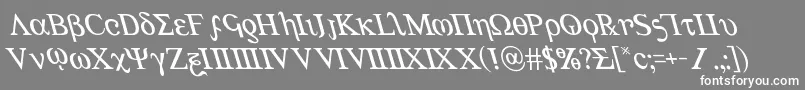 フォントAchilles3left – 灰色の背景に白い文字