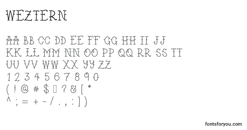 Schriftart Weztern – Alphabet, Zahlen, spezielle Symbole