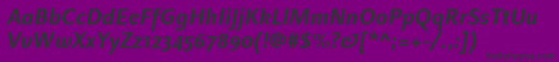 Шрифт LinotypefinneganosfBolditalic – чёрные шрифты на фиолетовом фоне