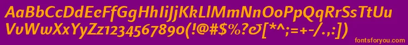 LinotypefinneganosfBolditalic Font – Orange Fonts on Purple Background