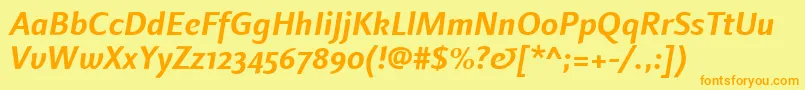LinotypefinneganosfBolditalic Font – Orange Fonts on Yellow Background