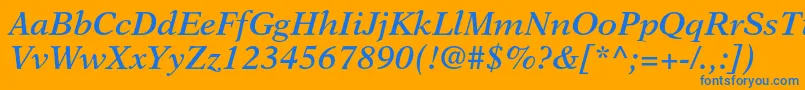 フォントNewasterltstdSemiboldit – オレンジの背景に青い文字