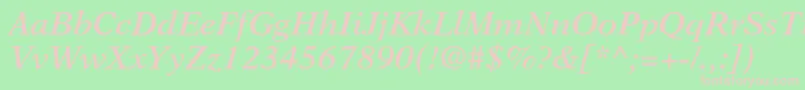 フォントNewasterltstdSemiboldit – 緑の背景にピンクのフォント