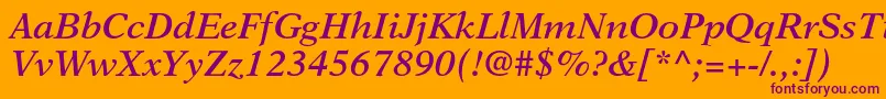 フォントNewasterltstdSemiboldit – オレンジの背景に紫のフォント
