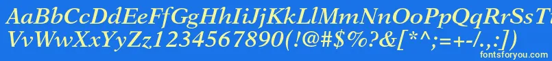 NewasterltstdSemiboldit Font – Yellow Fonts on Blue Background