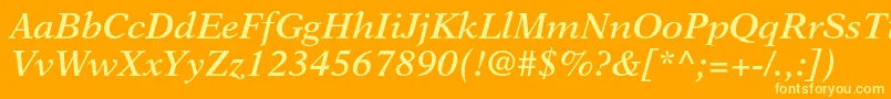 フォントNewasterltstdSemiboldit – オレンジの背景に黄色の文字