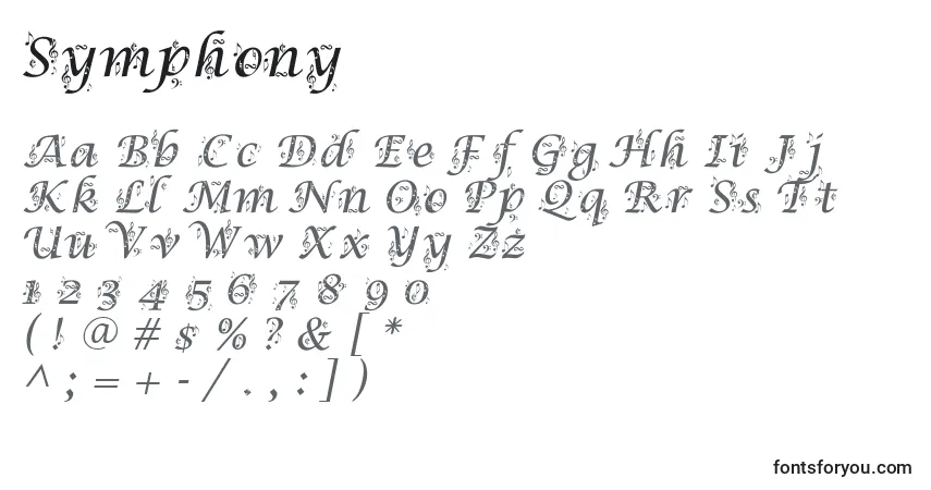 Symphony-fontti – aakkoset, numerot, erikoismerkit
