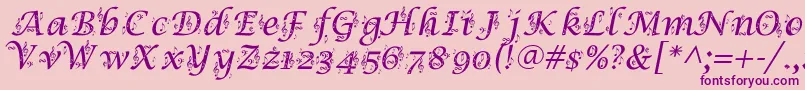 Symphony-fontti – violetit fontit vaaleanpunaisella taustalla