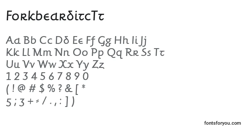 A fonte ForkbearditcTt – alfabeto, números, caracteres especiais